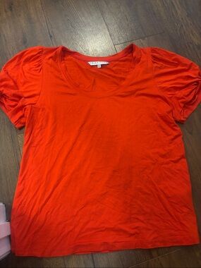 Trina Turk Vibrant Orange Scoop Neck Short Sleeve Top